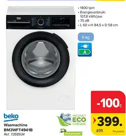 Carrefour Wasmachine BM3WFT4941B aanbieding