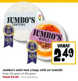 Jumbo Jumbo's aioli met crispy chili en tzatziki aanbieding