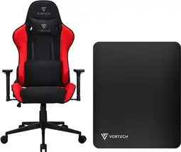 Coolblue Vortech Essential Gamestoel Rood + Vortech Vloermat Zwart aanbieding