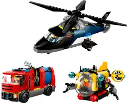 Coolblue LEGO City Helikopter, Brandweerauto en onderzeeër remix 60462 aanbieding