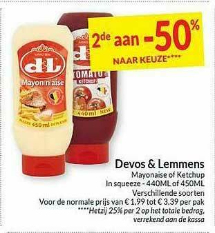 Intermarché Devos & Lemmens Mayonaise Of Ketchup aanbieding