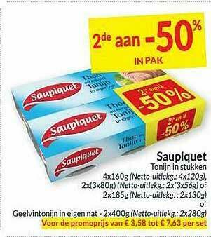 Intermarché Saupiquet Tonijn In Stukken aanbieding