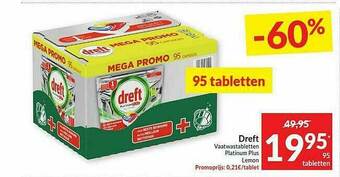 Intermarché Dreft Vaatwastabletten Platinum Plus Lemon aanbieding