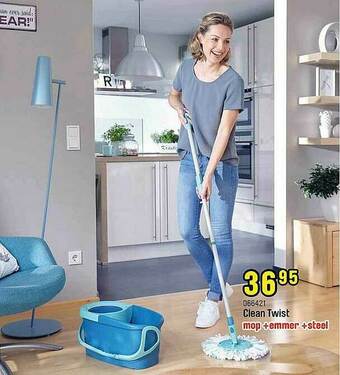 Happyland Clean Twist Mop Emmer Steel aanbieding