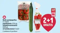 Delhaize Rode puntpaprika, paprikamix, smaaktrostomaten of komkommer aanbieding