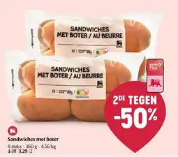 Delhaize Sandwiches met boter aanbieding