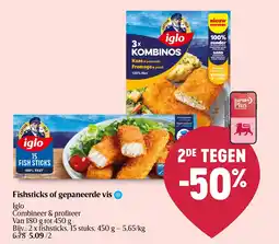 Delhaize Fishsticks of gepaneerde vis aanbieding