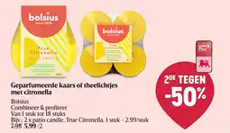 Delhaize Geparfumeerde kaars of theelichtjes met citronella aanbieding