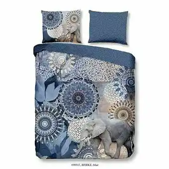 Leen Bakker Hip dekbedovertrek in flanel Bjirke - blauw - 240x200/220 cm - Leen Bakker aanbieding