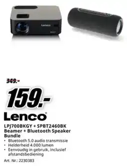 MediaMarkt Lenco LPJ700BKGY + SPBT2460BK Beamer + Bluetooth Speaker Bundle aanbieding