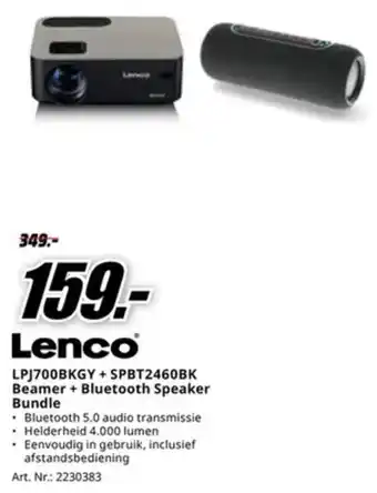 Lenco LPJ700BKGY + SPBT2460BK Beamer + Bluetooth Speaker Bundle