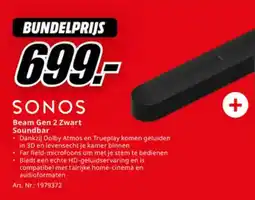 MediaMarkt Sonos Beam Gen 2 Zwart Soundbar aanbieding