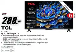 MediaMarkt TCL 43T69C QLED 4K Google TV aanbieding