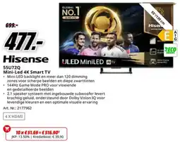 MediaMarkt Hisense 55U72Q Mini-Led 4K Smart TV aanbieding