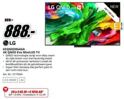 MediaMarkt LG 65QNED86A6A 4K QNED Evo MiniLED TV aanbieding