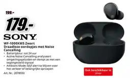 MediaMarkt Sony WF-1000XM5 Zwart Draadloze oordopjes met Noise Cancelling aanbieding