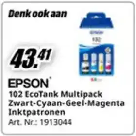 Epson 102 EcoTank Multipack Zwart-Cyaan-Geel-Magenta Inktpatronen