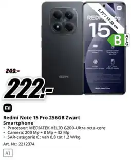 MediaMarkt Redmi Note 15 Pro 256GB Zwart Smartphone aanbieding