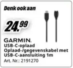 MediaMarkt Garmin USB-C-oplaad Oplaad-/gegevenskabel met USB-C-aansluiting 1m aanbieding