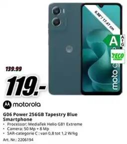 MediaMarkt Motorola G06 Power 256GB Tapestry Blue Smartphone aanbieding