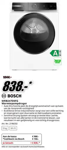 MediaMarkt Bosch WRB247D0FG Warmtepompdroger aanbieding