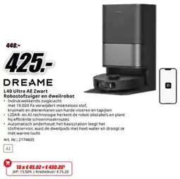 MediaMarkt Dreame L40 Ultra AE Zwart Robostofzuiger en dweilrobot aanbieding