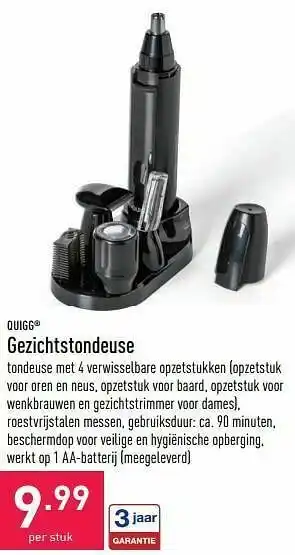 ALDI Quigg gezichtstondeuse aanbieding