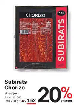Sligro Subirats Chorizo aanbieding