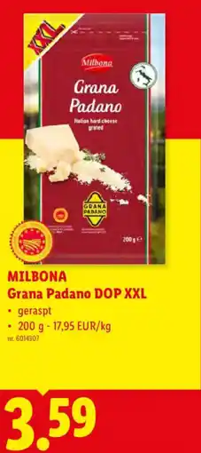 Lidl Milbona Grana Padano DOP XXL aanbieding