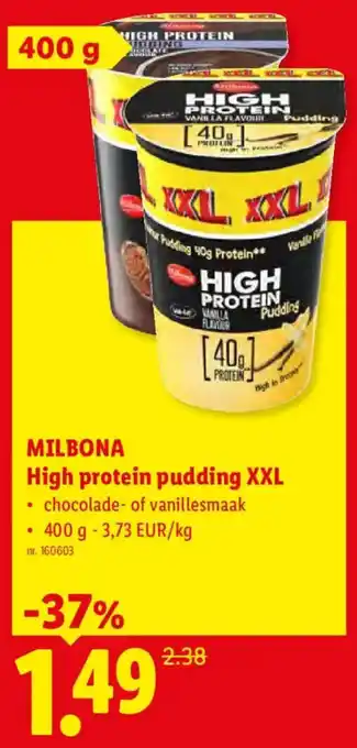 Lidl Milbona High protein pudding XXL aanbieding