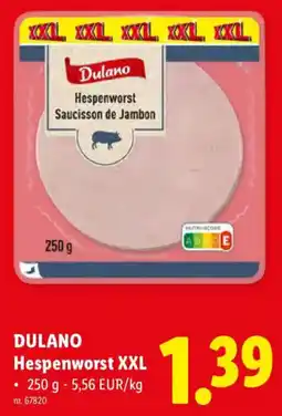 Lidl Dulano Hespenworst XXL aanbieding