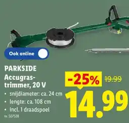 Lidl Parkside Accugrastrimmer, 20 V aanbieding