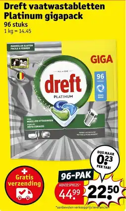 Kruidvat Dreft vaatwastabletten Platinum gigapack aanbieding
