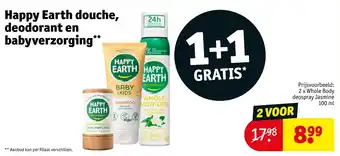 Kruidvat Happy Earth douche, deodorant en babyverzorging aanbieding