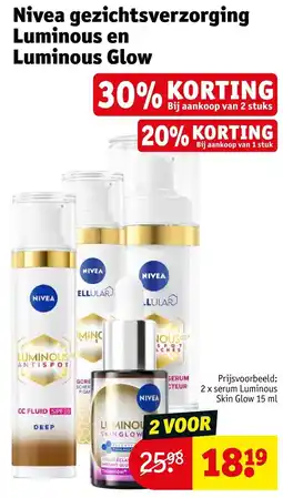 Kruidvat Nivea gezichtsverzorging Luminous en Luminous Glow aanbieding