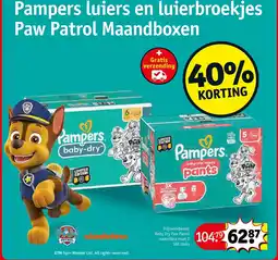 Kruidvat Pampers luiers en luierbroekjes Paw Patrol Maandboxen aanbieding
