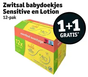 Kruidvat Zwitsal babydoekjes Sensitive en Lotion aanbieding