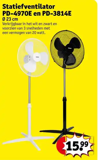 Kruidvat Statiefventilator PD-4970E en PD-3814E aanbieding