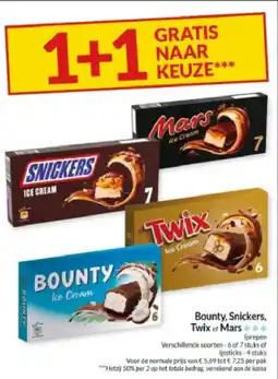Intermarché Bounty, Snickers, Twix of Mars aanbieding
