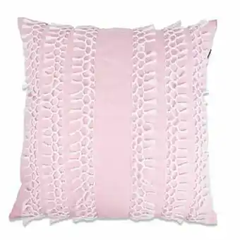 Leen Bakker Sierkussen Fringle - lichtroze - 50x50 cm - Leen Bakker aanbieding