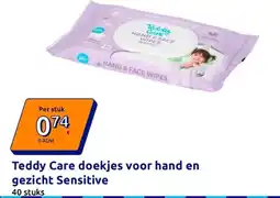 Action Teddy Care doekjes voor hand en gezicht Sensitive aanbieding