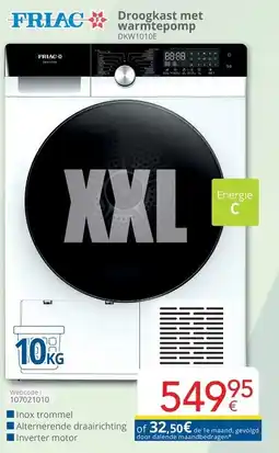 Eldi FRIAC Droogkast met warmtepomp DKW1010E aanbieding