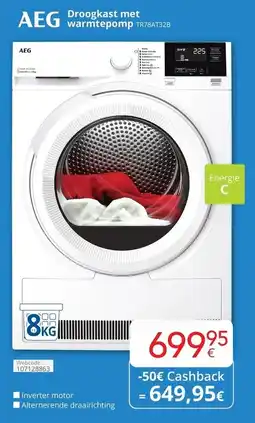 Eldi AEG Droogkast met warmtepomp TR78AT32B aanbieding