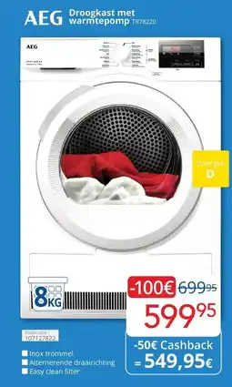 Eldi AEG Droogkast met warmtepomp TR78220 aanbieding