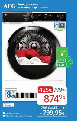Eldi AEG Droogkast met warmtepompr TR88BHDC aanbieding