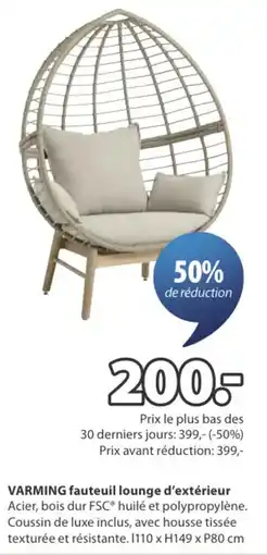 Jysk Varming fauteuil lounge d'extérieur aanbieding