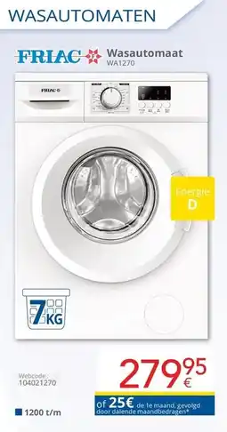 Eldi FRIAC Wasautomaat WA1270 aanbieding