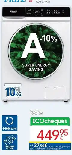 Eldi FRIAC Wasautomaat XXL WA1001A14 aanbieding