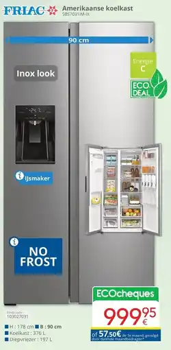 Eldi FRIAC Amerikaanse koelkast SBS7031IM-IX aanbieding