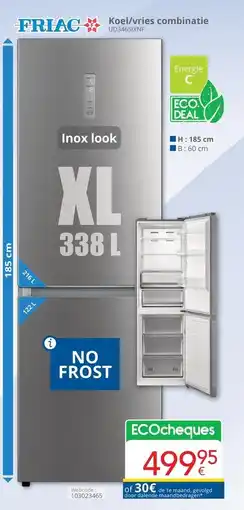 Eldi Friac koel/vries combinatie UD34651XNF aanbieding